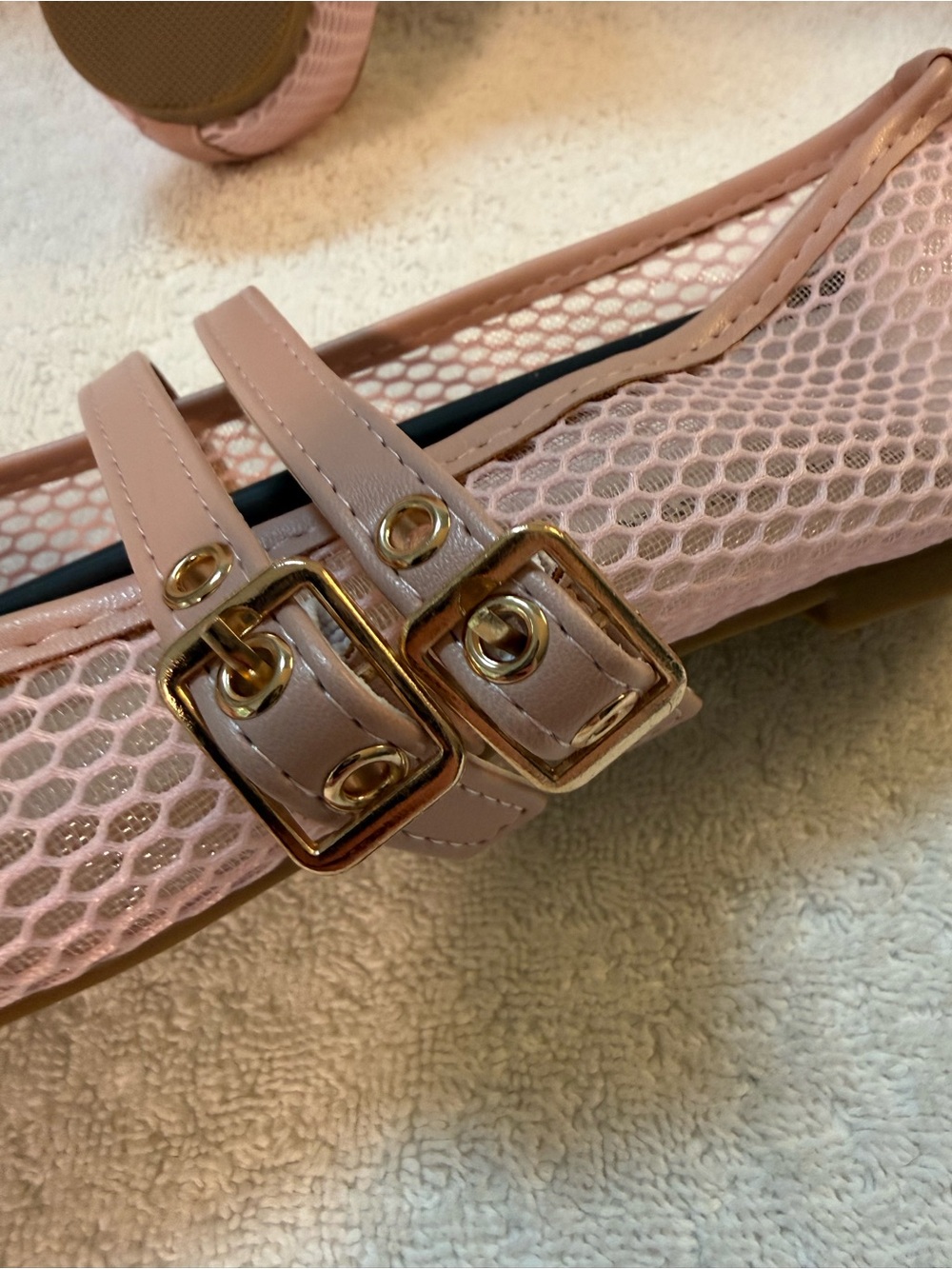 Women's Double-Strap Mesh Mary Jane Flats in Dusty Pink - Picture 5 of 5